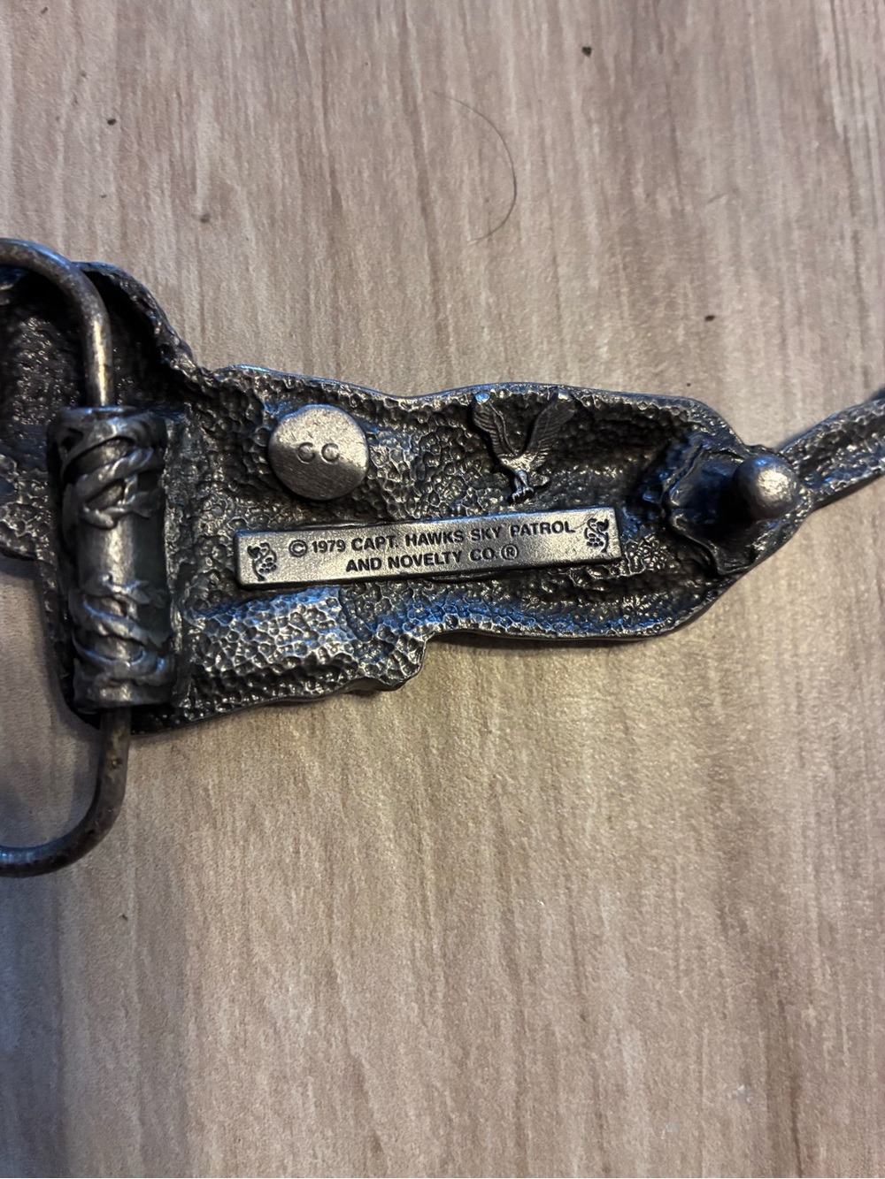 Captain Hawks Sky Patrol Vintage Metal Belt Buckle - Silver Tone